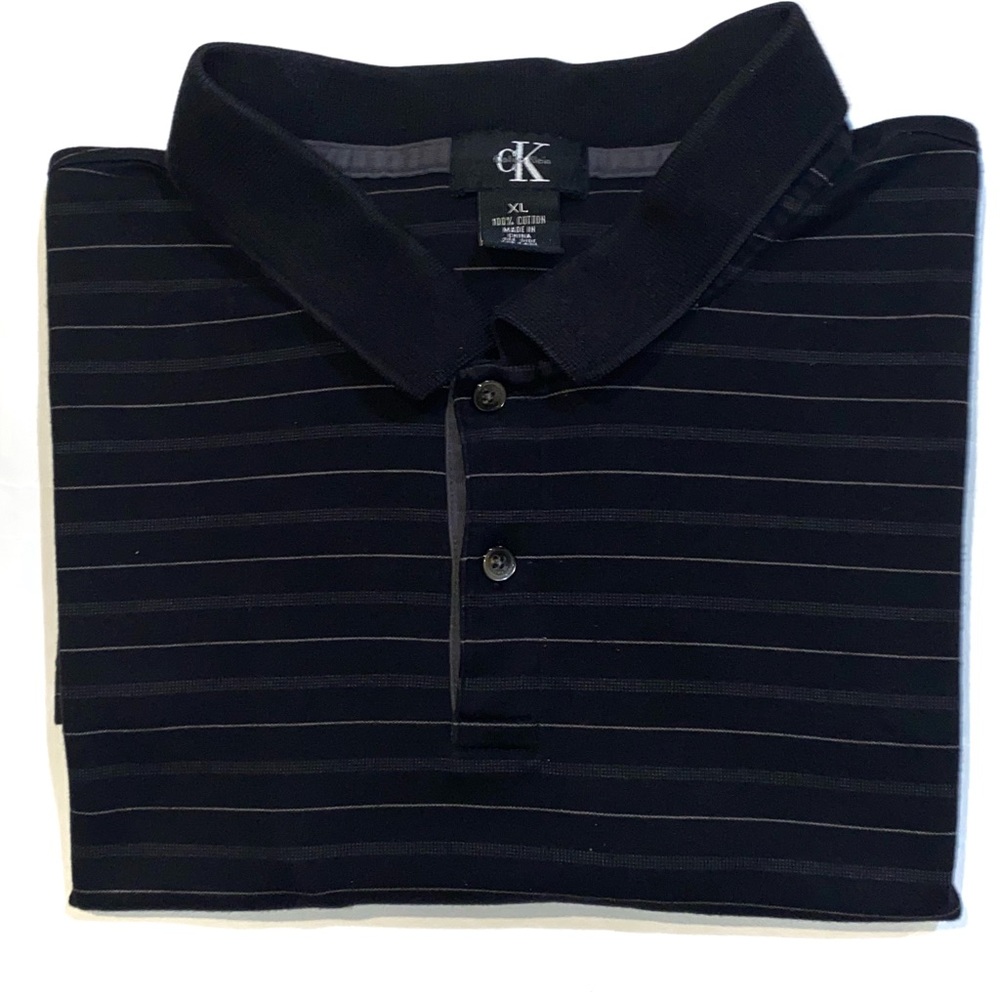 Black Calvin Klein striped collared shirt